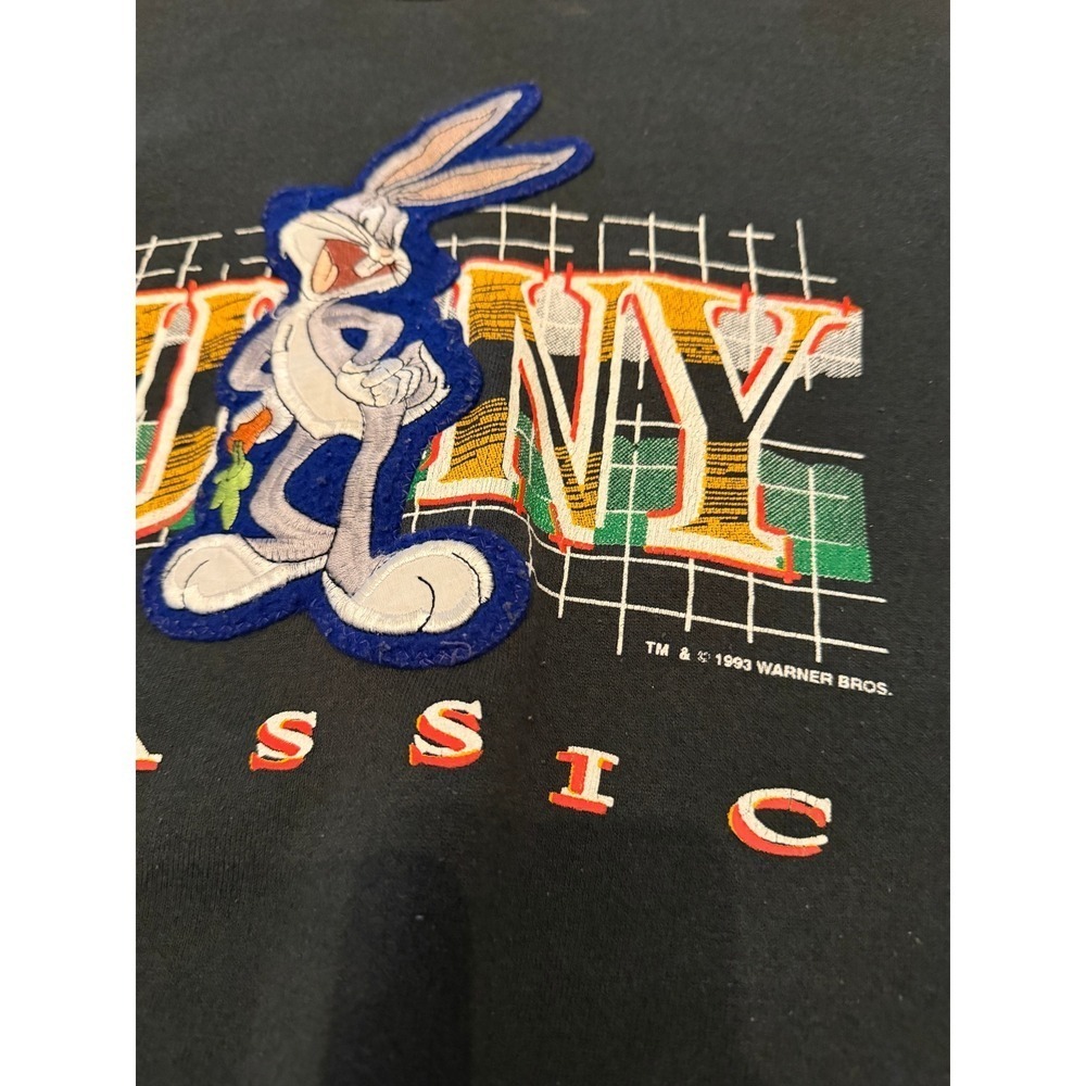 Vintage 1993 Bugs Bunny Classic Fruit of the Loom Sweatshirt‎ Black Mens L USA - Picture 3 of 6